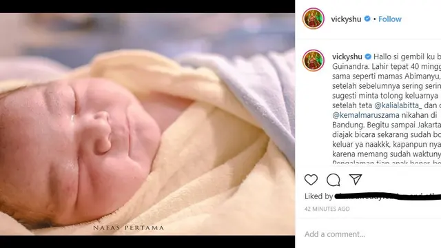 Anak kedua Vicky Shu (foto oleh: @nafaspertama - Instagram/ vickyshu)