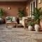 Lantai Batu Alam (Travertine atau Andesit) + Cat Cokelat/Warna Cat Teras Berdasarkan Jenis Lantai (Sumber: gemini.com)