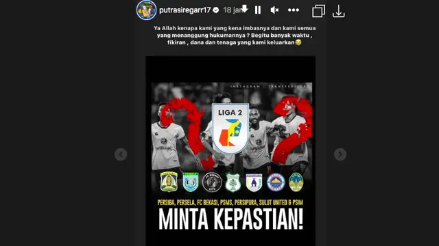 Putra Siregar yang juga memiliki andil besar di tim FC Bekasi City, juga turut kecewa dengan keputusan penghentian Liga 2.