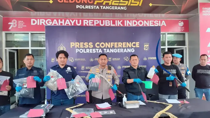 Pengungkapan Kasus Tawuran Warga oleh Polresta Tangerang.