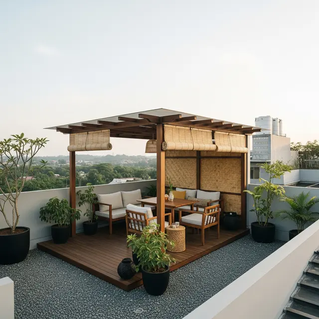 9 Model Teras Rumah Luas Konsep Gazebo Keluarga, Area Santai Estetik