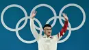 Bertanding di South Paris Arena, Rizki Juniansyah tampil percaya diri di final nomor 73kg angkat besi putra Olimpiade Paris 2024. (Miguel MEDINA/AFP)