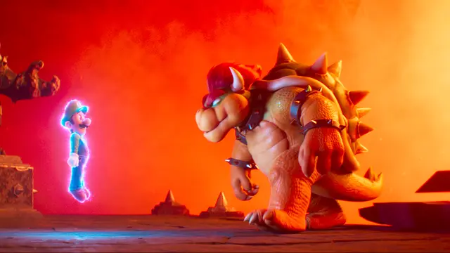 Luigi (Charlie Day) saat ditangkap oleh Bowser (Jack Black).