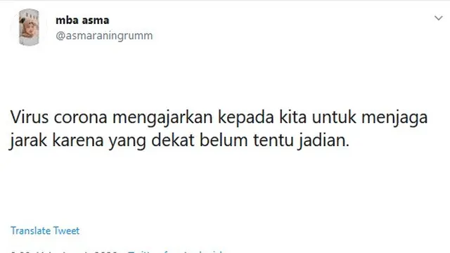 cuitan warganet jaga jarak