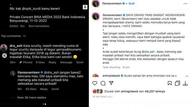 Ifan Seventeen Tantang Warganet Bertemu Usai Kembali Disinggung Mengenai Tragedi Tsunami yang Menewaskan Para Personel Seventeen