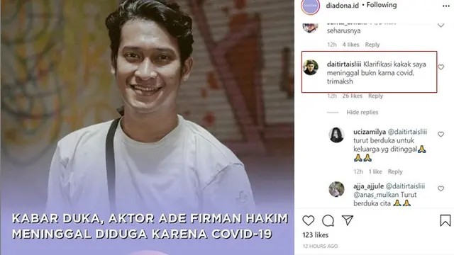 Ade Firman Hakim Meninggal Dunia, Keluarga dan Sahabat Tegaskan Bukan Covid-19