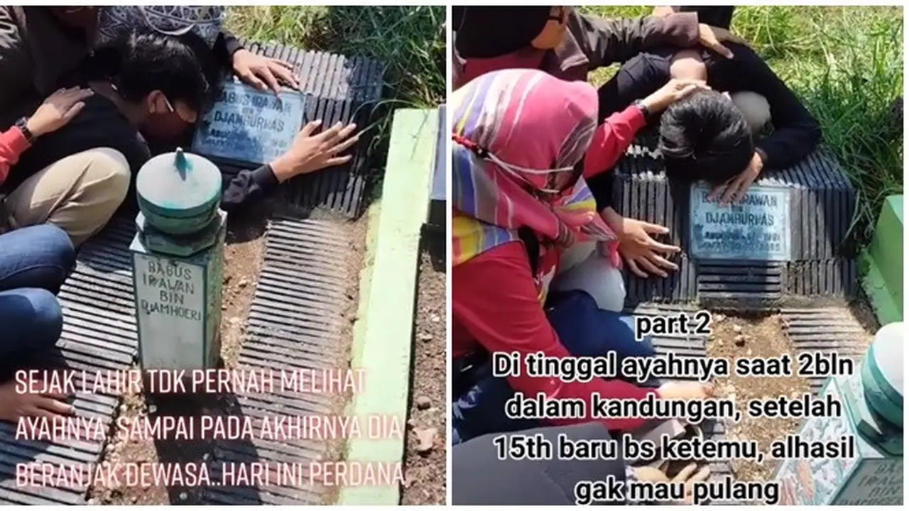 Ditinggal Sejak dalam Kandungan, Pria Ini Tak Henti Nangis saat Kunjungi Makam Ayahnya