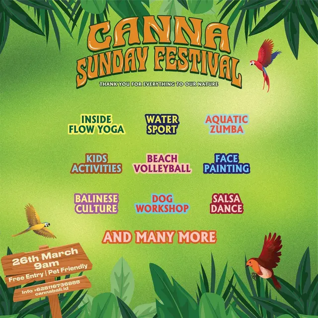 Canna Sunday Festival, Menikmati Keindahan Pantai dari Beach Club dengan Beragam Kegiatan Menarik seperti Kelas Musik, Tari, dan Banyak Lagi. (instagram.com/canna.bali)