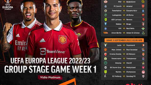 Jadwal dan Live Streaming Liga Eropa 2022/2023 Pekan Perdana di Vidio, 8&9 September 2022