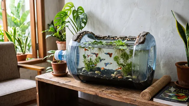 Kolam Mini dari Galon Bekas untuk Ikan Guppy