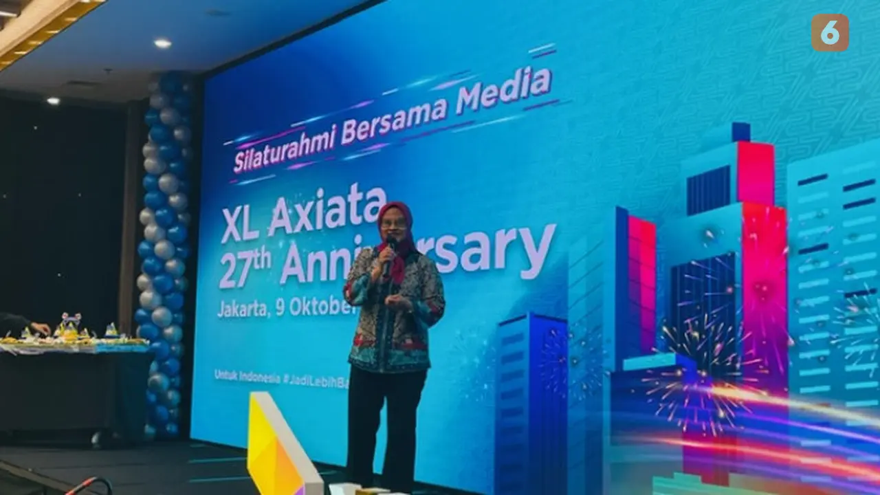 Presiden Direktur dan CEO XL Axiata Dian Siswarini di acara ulang tahun XL Axiata ke-27, Senin (9/10/2023)