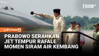 Presiden Prabowo Subianto menyerahkan sejumlah alutsista di Pangkalan TNI AU Halim Perdanakusuma, Senin (18/5). Alutsista nan ada di Lanud Halim ialah Pesawat MRCA Rafale, A400M MRTT, Falcon 8X, Radar GCI GM403, Smart Weapon Hammer, dan Missile Mete...