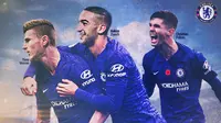 Chelsea FC - Timo Werner, Hakim Ziyech, Christian Pulisic (Bola.com/Adreanus Titus)