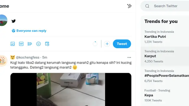 Tampilan font Twitter