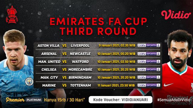 Jadwal Live Streaming FA CUP 2020-2021 Putaran Ke-3 di Vidio