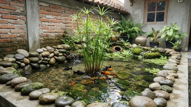 Kombinasi Batu Tanaman dan Ikan Untuk Mini Pond