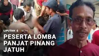 Peserta Lomba Panjat Pinang Jatuh