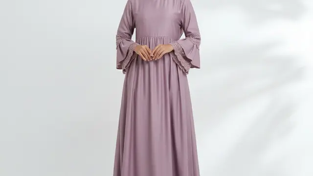Model Gamis Polos Lebaran 2026. AI