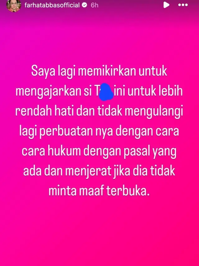 Unggahan Farhat Abbas. (Foto: Dok. Instagram @farhatabbasofficial)