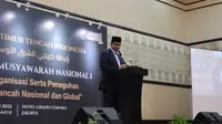 Gubernur DKI Jakarta Anies Baswedan membuka acara Silaturahmi dan Munas Jalinan Alumni Timur Tengah Indonesia (JATTI) di Hotel Grand Cempaka, Jakarta, Jumat (17/6/2022). (Liputan6.com/Winda Nelfira)