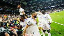 Real Madrid sukses memastikan diri lolos ke Final Liga Champions 2021/2022.Los Blancos meraih epic comeback melawan Manchester City dengan menundukkan wakil Inggris itu dengan skor 3-1. (AP/Manu Fernandez)