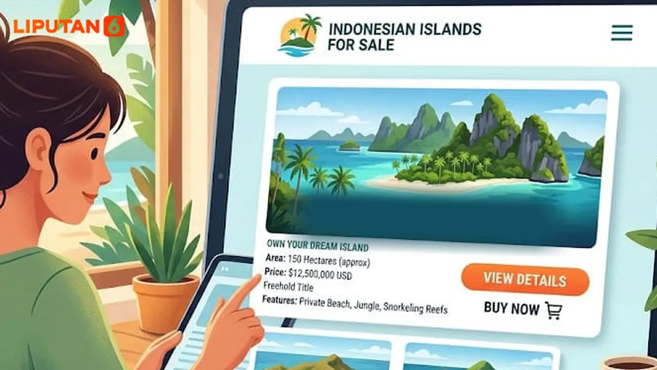 Banner Infografis Deretan Pulau di Indonesia yang Pernah Dikabarkan Dijual Online.