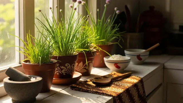 Kebun Daun Bawang Mini (Chives)