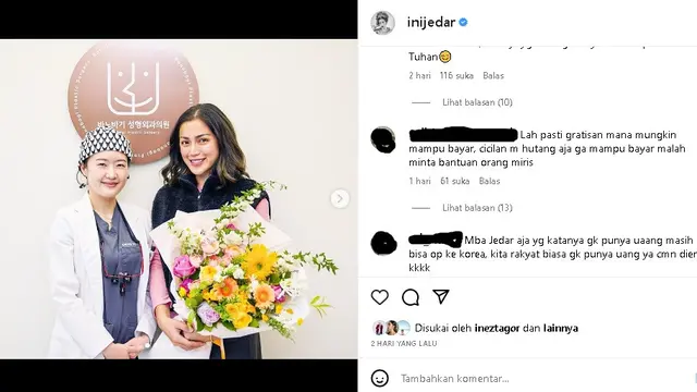 Jessica Iskandar liburan dan operasi hidung di Korea Selatan (Foto: Instagram inijedar)