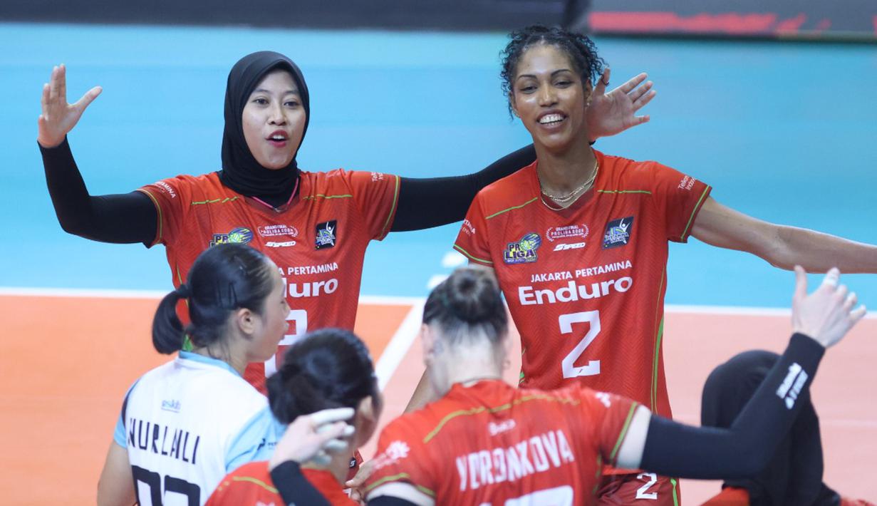 Kehadiran Megawati Hangestri yang dipadukan dengan kualitas pemain kelas dunia seperti Voronkova dan Wilmai Salas terbukti menjadi formula mematikan bagi lawan-lawan mereka. (Dok. PBVSI)