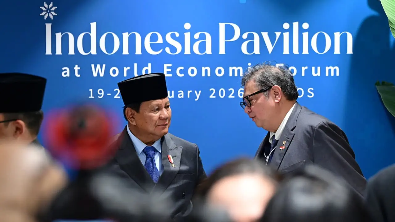 Presiden Prabowo Subianto didampingi Menteri Koordinator Bidang Perekonomian Airlangga Hartarto dalam Woerd Economic Forum di Davos. (Dok Kemenko Perekonomian)