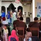 Direktur Utama Artajasa, M. Ma’ruf memberi sambutan pada kegiatan BAZMALA (Bazar Amal Artajasa) yang diinisiasi seksi  Kerohanian Islam (Rohis) PT Artajasa, di Tanjung Pasir, Kabupaten Tangerang. (Liputan6.com/HO)