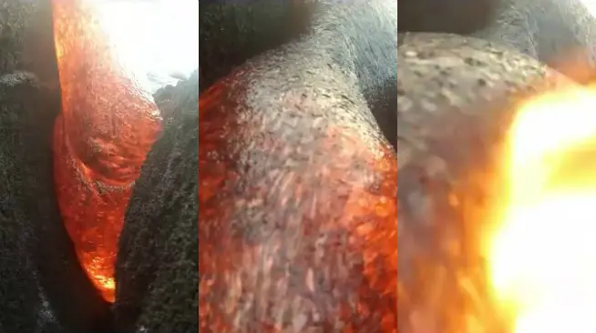 Kekentalan lava malah menyebabkan kameranya tidak lumat seluruhnya, dan sedikit bagiannya menyembul ke permukaan.