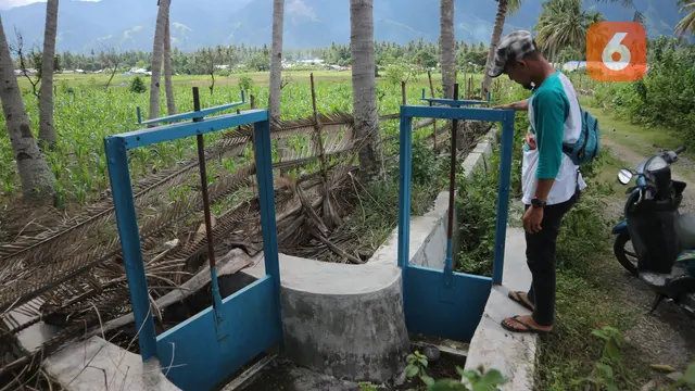 saluran irigasi yang lumpuh di Desa Sibowi, Kabupaten Sigi.