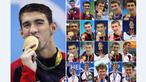  Kombinasi foto yang menunjukkan ekspresi perenang AS, Michael Phelps, dengan 21 medali emas yang diraihnya di Olimpiade Athena 2004, Olimpiade Beijing 2008, Olimpiade London 2012, dan Olimpiade Rio 2016. (AFP)