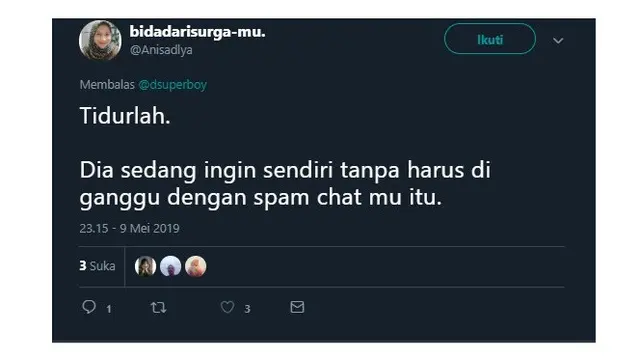 Nasehat Netizen Agar Segera Tidur Saat Cinta Tak Berbalas