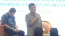Deputi Komisioner BP Tapera Bidang Pemanfaatan Ariev Baginda Siregar memberi sambutan saat diskusi perumahan bagi masyarakat berpenghasilam rendah di Jakarta, Minggu (26/5/2019). (Liputan6.com/Angga Yuniar)