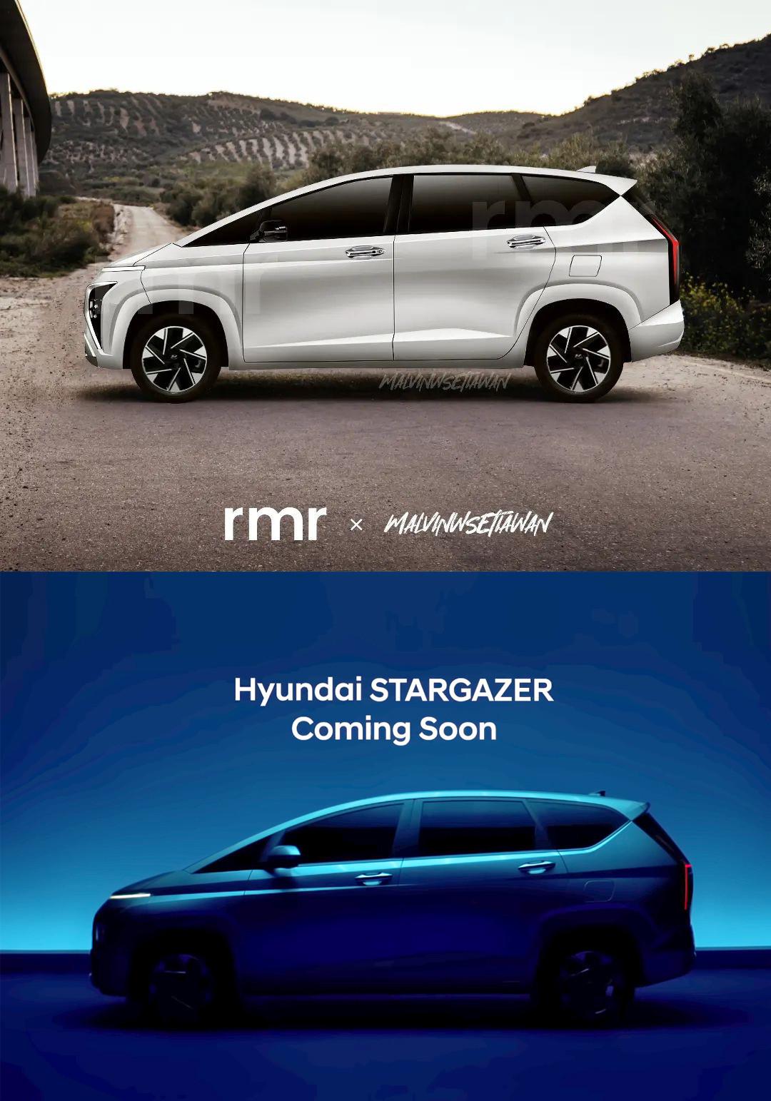 Komparasi render dan teaser Hyundai Stargazer (Instagram/@rafimuamar40, @malvinwsetiawan, HMID)