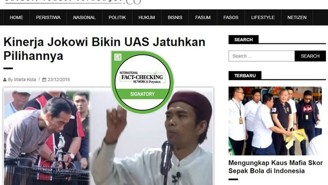 [Cek Fakta] Hoaks Ustaz Abdul Somad Dukung Jokowi