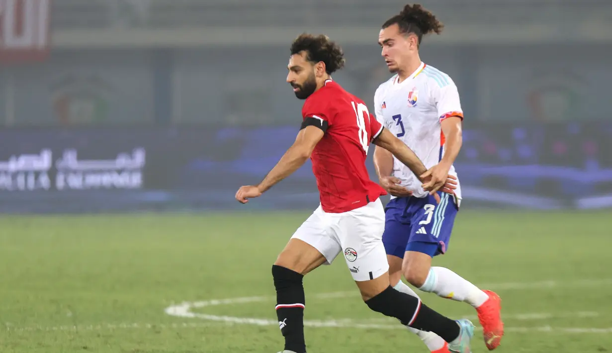 Dua gol Mesir dicetak oleh Mostafa Mohamed dan Mahmoud Hassan atau pemain yang dijuluki Trezeguet. (AFP/Yasser Al-Zayyat)