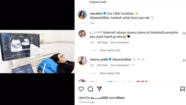Unggahan Instagram Via Vallen, mengumumkan kehamilan. (Instagram/ viavallen)