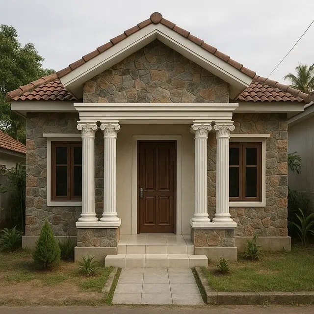 Inspirasi Rumah Sederhana dengan Pilar Klasik/AI