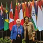 Menteri Keuangan (Menkeu) Sri Mulyani Indrawati bersama US Treasury Secretary (Menkeu Amerika Serikat) Janet Yellen di sela pertemuan KTT G20 Bali.