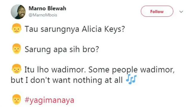 Salah satu obrolan lucu di Twitter adalah obrolan-obrolan kocak 'ya gimana ya' ini.
