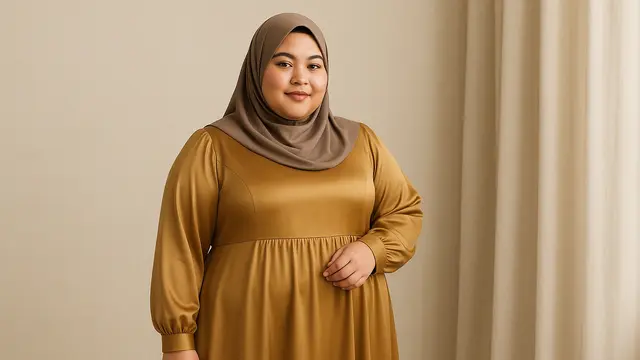 Gamis Simple tapi Mewah untuk Orang Gemuk (Foto: Rizka Nur Laily via ChatGPT)