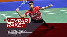 Berita video Anthony Ginting sampai melempar raketnya setelah takluk dengan perjuangan gigih pada partai final tunggal putra China Open 2019 melawan Kento Momota, Minggu (22/9/2019).