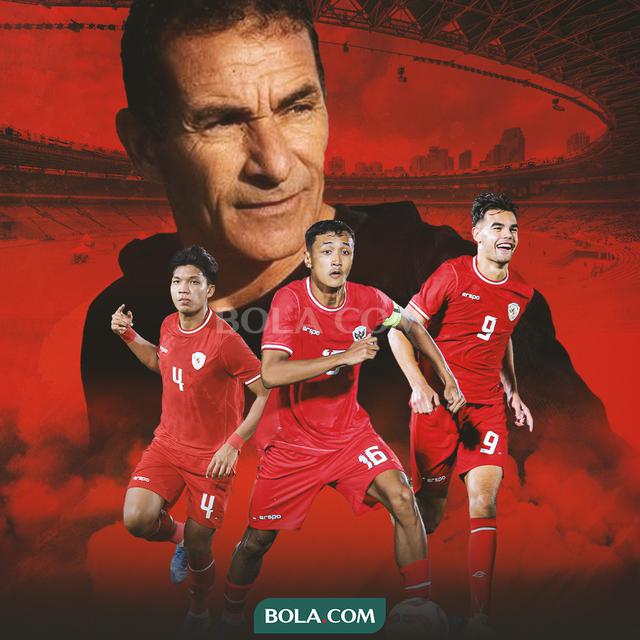 Timnas Indonesia U-23 - Jens Raven, Dony Tri Pamungkas, Kdek Arel Priyatna, background Gerald Vanenburg
