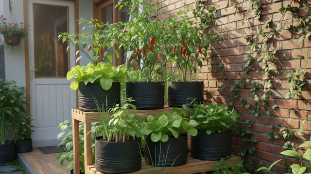 Kebun Sayur Polybag Tumpang Sari (Foto: Gemini AI)