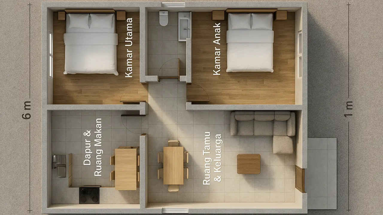 Rumah 6x9 dengan Kamar Anak