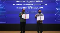 Suryo Utomo, Direktur Jenderal Pajak, dan Ririek Adriansyah, Direktur Utama PT Telkom Indonesia (Persero) Tbk (Telkom) hari ini telah menandatangani nota kesepahaman tentang integrasi data perpajakan.
