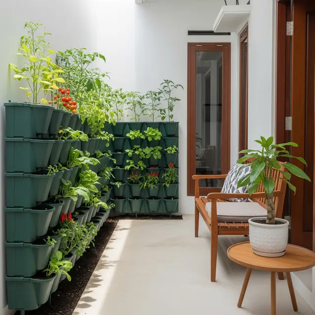 9 Ide Kebun Sayur Minimalis di Teras Sempit dengan Pot Plastik Bertingkat, Solusi Urban Asri